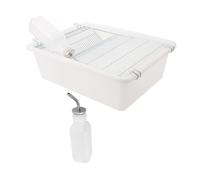 White Plastic Laboratory Mouse Breeding Cage with Stainless Steel Wire Lid | Ventilated Modular Base, Removable Cover and Sidewall Mounts, Includes Water Bottle for Lab Use