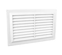 White Plastic Louvre Air Vent Grille 258mm x 94mm Flush Fit with Removable Flyscreen Cover Free Air Space and Easy to Install for High Airflow Ventilation Perfect for Larders and Wardrobes