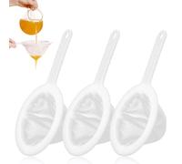 White Plastic Mesh Strainer, Ultra-Fine Nylon Mesh Sieve with Handle 100/200/400 Mesh Food Grade PP Strainer for SOYA Milk Juice Coffee Tea and Other Liquid