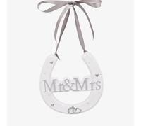 White Plastic Mr & Mrs Wedding Horseshoe WG726W