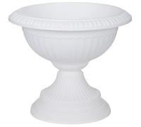 White Plastic Plant Pot Flower Planter Urn Planter On Pedestal 37cm Tall