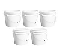 - White Plastic Plasterers Buckets with Handle - Heavy Duty Mixing Bucket for Plaster, Paint, Cement - Durable Construction Tub (5, 16L Bucket with Metal handle)