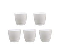 White Plastic Pot Cover 14cm Simple and Stylish Design Perfect for House Plants, Sturdy Wipe Clean Plastic Ideal for Floor, Windowsill, Table 5 x14cm White Plastic Pot by Thompson and Morgan (5)