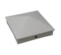 White Plastic Pyramid True 8" x 8" (200mm x 200mm) Fence Post Cap with Pre-Drilled Holes (2)