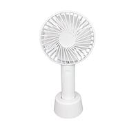 White Plastic Rechargeable Handy Fan with Stand, 21cm - Lightweight, 3-Speeds, & USB Charging, Ideal for Home, Office, Travel, & More - Single Piece