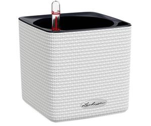White Plastic Self-Watering 16Cm Square Planter With Water Level Indicator, Lechuza Cube Color