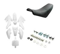 White Plastic Set With Fixing Bolts And Black Padded Seat Compatible Replacement With CRF50 Pit Bike Dirt Bike 50cc 110cc 120cc 125cc