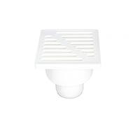 White Plastic Sewage Drain 150mm x 150mm / 50mm Straight Pipe Connection Floor Waste Drain Square Trap Shower Wet Room