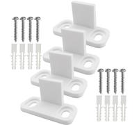 White Plastic Sliding Door Floor Guide 4 Sets Stopper