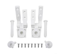 White Plastic Toilet Seat Hinge Replacement Set with Bolts, Nuts and Screws for Easy Installation - 2 Pack Compatible with Most Standard Toilets