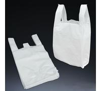 White Plastic Vest Carrier Bags 8x13x18" - Strong Grocery Takeaway Bags - Ideal for Shops, Cafés, Markets, Catering & Retail - Lightweight, Disposable & Food-Safe
