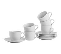 Argon Tableware 12 Piece Cappuccino Cup & Saucer Set - 200ml - Classic Collection - Tea Cup and Saucer Coffee Cappuccino Mugs Latte Drinking Mug Tea Plates
