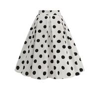 White Pleated Skirts for Women 1950S Vintage Skirts Midi 50S Style Swing Polka Dot Ladies A Line High Waisted Long Summer for Tea Party Cocktail