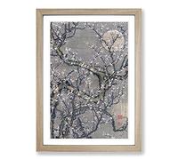 White Plum Blossom & Moon by Ito Jakuchu Framed Print | A2 Oak Framed Wall Art | Ready to Hang | Modern Space Picture | Living Room Bedroom Lounge Office
