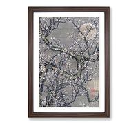 White Plum Blossom & Moon by Ito Jakuchu Framed Print | A2 Walnut Framed Wall Art | Ready to Hang | Modern Space Picture | Living Room Bedroom Lounge Office