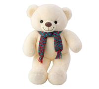 White Plush Bear With Colorful Scarf 55Cm