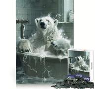 White Polar Bear Bathtub Jigsaw Puzzles for Adults 1000 Brain Memory Restful Activity Tight Lock Cozy Xmas Gift (38x26cm)