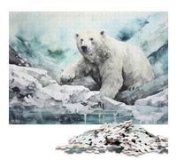 White Polar Bear Glacier Puzzles 500 Pieces Wooden Puzzles Puzzles for Adults for Adults& Teenagers Age 12 Years Up 500pcs (52x38cm)