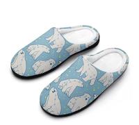 White Polar Bear Women’S Cotton Slippers Memory Foam House Shoes Flats For Indoor Outdoor