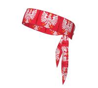 White Polish Eagle Sports Headband Tie Double-Sided Breathable Sweat-Absorbing Band for Running Cycling Gym Workouts Head Tie Adjustable Fit