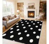 White Polka Dots Bedroom Rugs Medium, Modern Neutral Simple Rug for Living Room, Non Slip Bedside Rug 60 x 110 cm, Machine Washable Low Pile Soft Indoor Floor Carpet ZY&L18