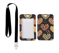 White Polka Dots Heart ID Card Holder with Black Lanyard, Travel Pass Holder, Vertical ID Cards Protector for Teacher, Vertical Name Badges Protector for Staff, Teacher Stuff Bus Driver Accessories