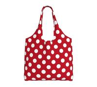 White Polka Dots On Red,Reusable Tote Bags Grocery Bags Large Capacity Canvas Shopping Shoulder bag