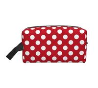White Polka Dots On RedLarge Capacity Cosmetic Organizer，Travel Makeup Bag for Women