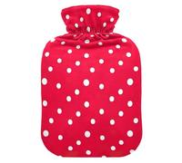 White Polka Dots Red Hot Water Bottle with Soft Cover Bed Hand Feet Warmer Winter Gift Hot Water Bag for Pain Relief Medium