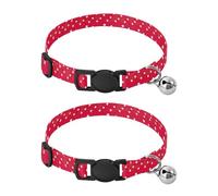 White Polka Dots Red Metal Bell Included Cat Collar 2 Pack Pet Collars for Cats