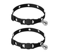 White Polka Dots Solid Black Cats Collar 2 Pack Collars for Puppies Adjustable 10.6 to 17.1 Inches
