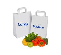 White Poly SOS Carrier Bags with Soft Loop Handles - Durable Reusable Plastic Shopping Bags for Retail, Takeaways, Events, Clothing & Gift Packaging (125, Medium)