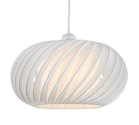 White Polycarbonate Vintage Retro Easy Fit Slanting Elliptical Dome Pendant Shade | 30cm Diameter (12") | None Electric Ceiling Lampshade | Fits All Lampholder Types E14 E27 B15 B22