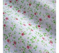 White Polycotton Fabric with Little Pink Flower Design (Per Metre)