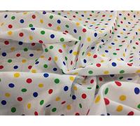 White Polycotton Fabric with Small Multicoloured Primary Spot (Per Metre) by Nortex Mill
