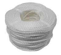 White Polyethylene Rope Coil 6mm x 30m Heavy Duty 3 Strand Twisted Wear Resistant Weatherproof Cord Compatible with for Sailing Agriculture Camping