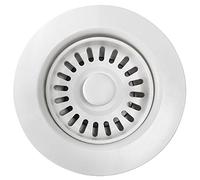 White Polymer Drain Kitchen Sink Drain Assembly with Removable Basket Strainer and Rubber Stopper for 3.5-Inch Drain Openings, Matching Color of Quartz, Granite Sinks