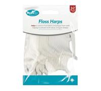 White Polystyrene Floss Harps, Pack of 32 (8 x 0.1 x 2.5cm) - Food Grade Teeth Cleaning Aids, Ideal for Removing Food Debris, Plaque Prevention & Gum Disease Protection