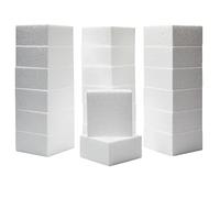 White Polystyrene Foam Block for Arts and Crafts, 20 Pack, 10.2 x 10.2 x 5 cm