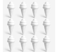 White Polystyrene Ice Cream Cone Shapes, 12 Pack Styrofoam Craft Display Cones, 15cm x 6.5cm Lightweight Foam for DIY Projects, Art, Crafts