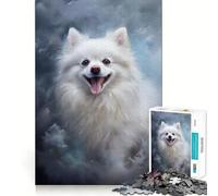 White Pomeranian Dog Jigsaw Puzzle 1000 Think Boost Game Tight Lock No Loose Pieces Interactive Brain Challenge for Home (50x75cm)