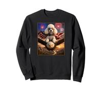 White Poodle Dog on Bald Eagle American Flag Glasses USA Sweatshirt