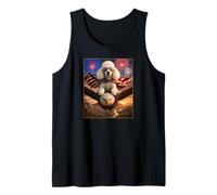 White Poodle Dog on Bald Eagle American Flag Glasses USA Tank Top