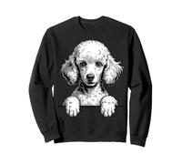 White Poodle Funny Peeking Pocket Puppy Dog Lover Sweatshirt