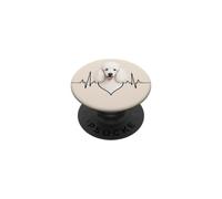 White Poodle Heartbeat Design Dog Lover Dog Mom Mum Dog Dad PopSockets Adhesive PopGrip