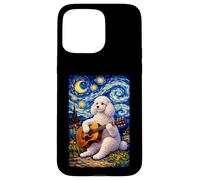 White Poodle Playing Guitar Whimsical Dog Art Music Camping Case for iPhone 15 Pro Max
