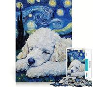 White Poodle Puppy Sleeping Adults 1000 Pieces Puzzle Mind Training Fun Burr Free Clean Cut Pieces Heartwarming Gathering Activity (38x52cm)