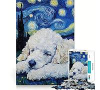 White Poodle Puppy Sleeping Jigsaw for Adults1000 Pieces Brain Focus Game Precision Cut Smooth Edges Amusing Challenge for Waiting Time (38x26cm)
