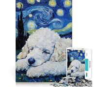 White Poodle Puppy Sleeping Jigsaw Puzzles 1000 Mental Focus Game Precision Cut Smooth Edges Meaningful Connection Building Game (50x75cm)