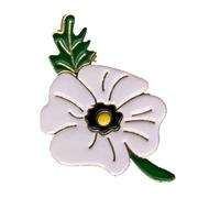 White Poppy Flower Pin Veterans Remembrance Day Brooch Enamel Pin Badge Memorabilia